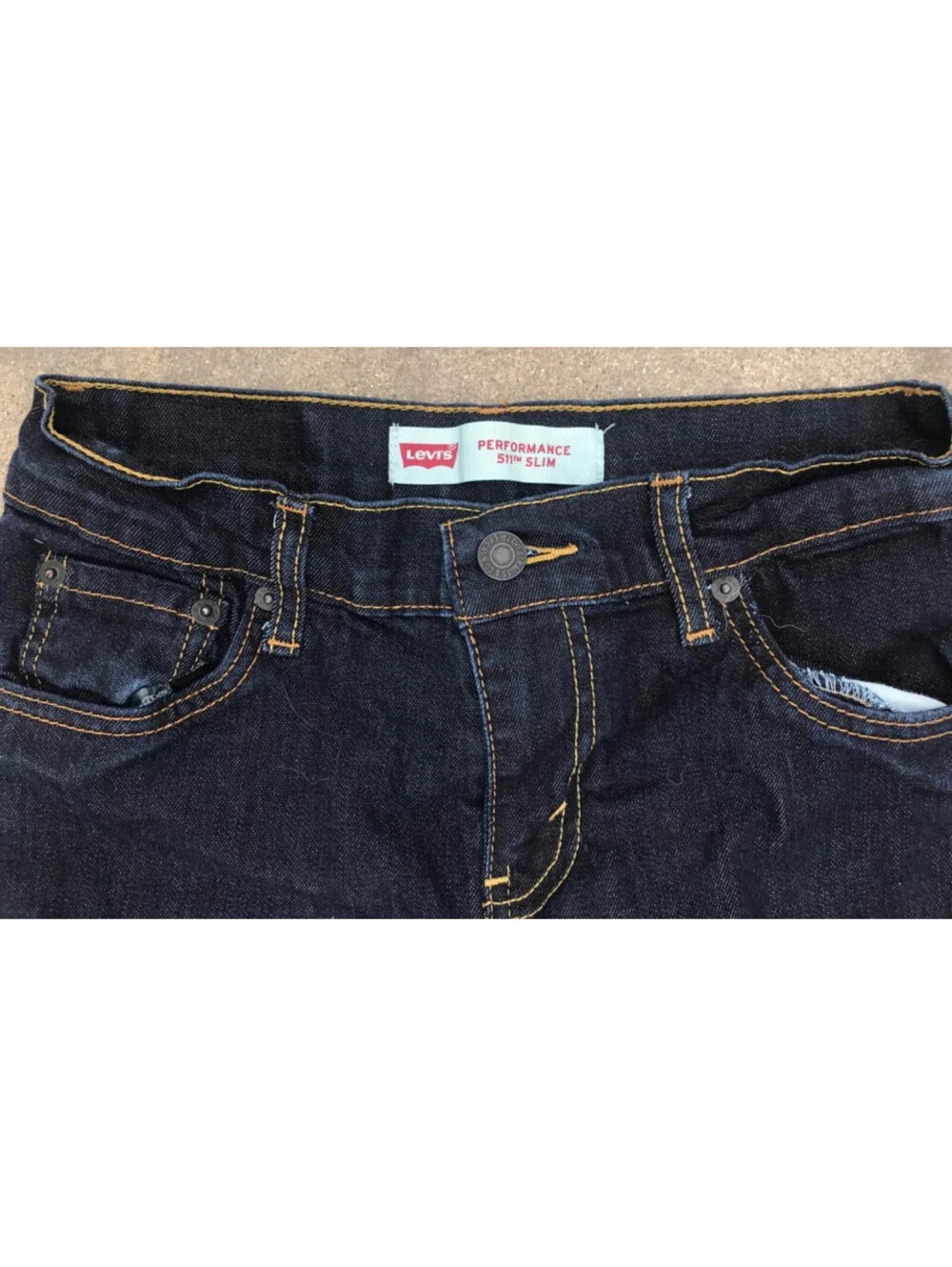 Levis 511 Performance Slim Youth 14 Reg 27x27 Blue Jeans Dark Wash No Fade